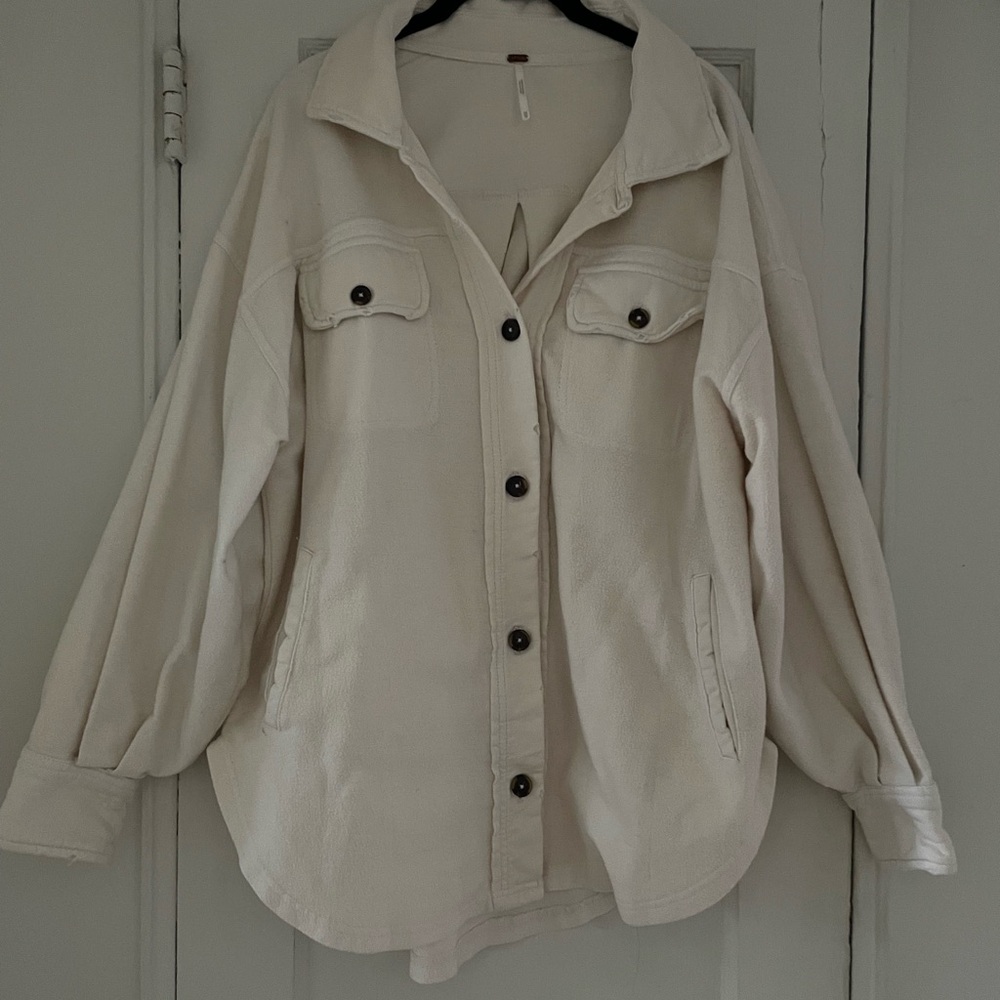 Free People Cream Button-Up Jacket